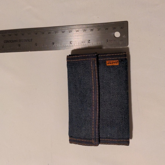 1970 Vintage LeVI'S Denim Trifold Unisex Wallet Dark Blue EUC - Picture 5 of 14